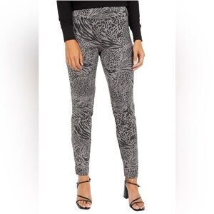 Crazy Larry Stylish Gray Black Ultra Suede Pants Tummy Control Women’s Sz 10